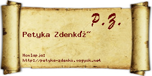 Petyka Zdenkó névjegykártya